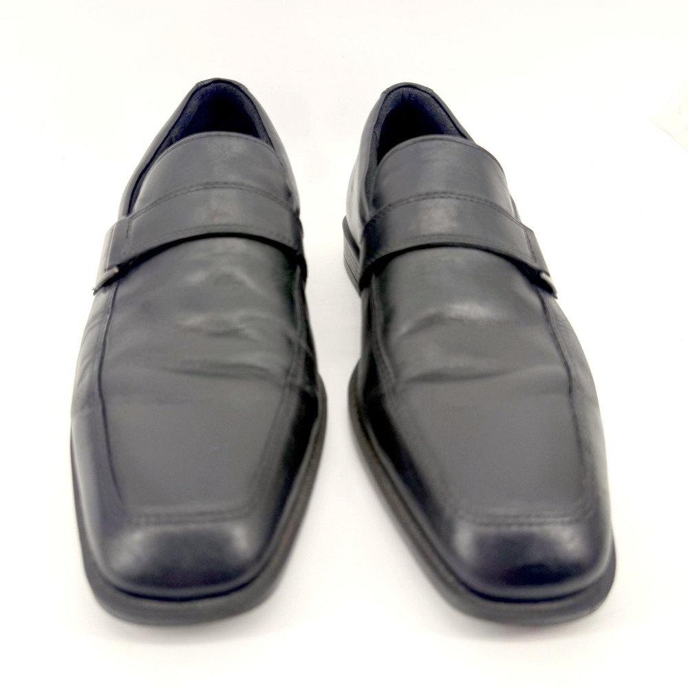 ECCO Loafers Mens 44 US 10-10.5 Black Leather Square Toe Slip On Shock Point - Picture 5 of 10